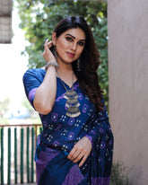 Classic Bandhej Design Blue Color Silk Saree